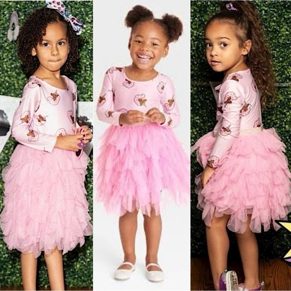 Afro Unicorn Toddler Girls Unicorn Print Pink Tulle Dress 4T
